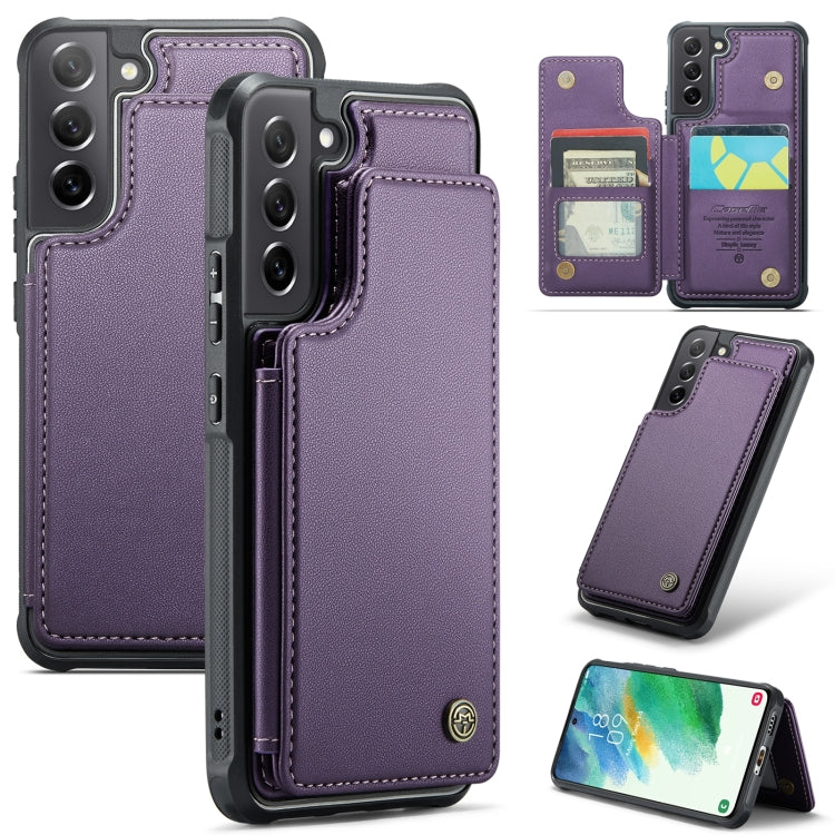 For Samsung Galaxy S21 FE 5G CaseMe C22 Card Slots Holder RFID Anti-theft Phone Case(Purple) - Galaxy Phone Cases by CaseMe | Online Shopping UK | buy2fix