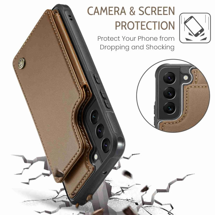 For Samsung Galaxy S22+ 5G CaseMe C22 Card Slots Holder RFID Anti-theft Phone Case(Brown) - Galaxy S22+ 5G Cases by CaseMe | Online Shopping UK | buy2fix