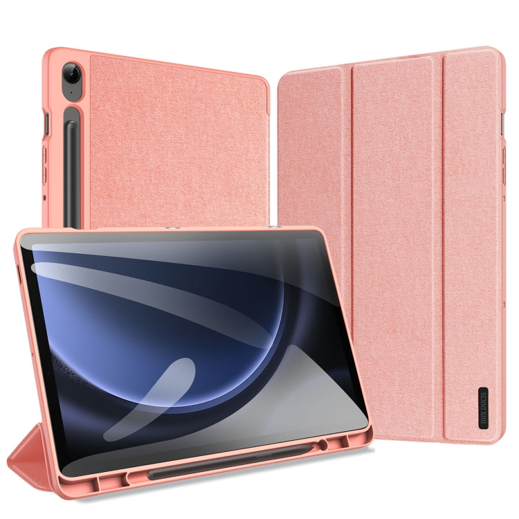 For Samsung Galaxy Tab S9 FE DUX DUCIS Domo Series Magnetic Flip Leather Tablet Case(Pink) - Galaxy Tab S9 FE by DUX DUCIS | Online Shopping UK | buy2fix