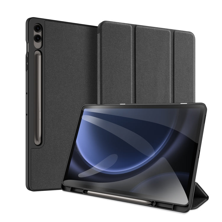 For Samsung Galaxy Tab S9 FE+ DUX DUCIS Domo Series Magnetic Flip Leather Tablet Case(Black) - Galaxy Tab S9 FE+ by DUX DUCIS | Online Shopping UK | buy2fix