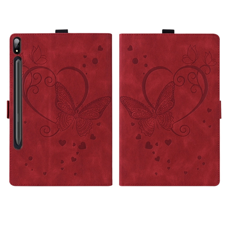 For Samsung Galaxy Tab S9 FE Love Butterfly Embossed Leather Tablet Case(Red) - Other Galaxy Tab PC by buy2fix | Online Shopping UK | buy2fix