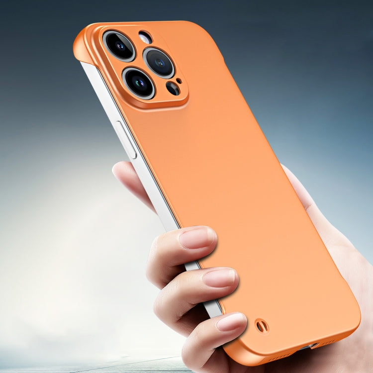 For iPhone 15 Pro Frameless Metallic Paint Hybrid PC Phone Case(Orange) - iPhone 15 Pro Cases by buy2fix | Online Shopping UK | buy2fix