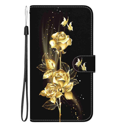 For OnePlus 11 Crystal Texture Colored Drawing Leather Phone Case(Gold Butterfly Rose) - OnePlus Cases by buy2fix | Online Shopping UK | buy2fix