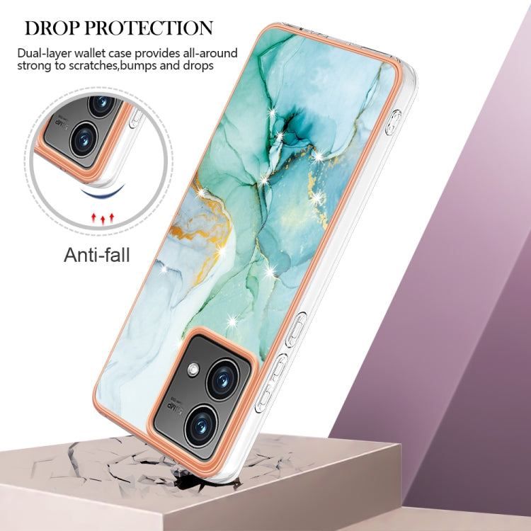 For Motorola Moto G84 Electroplating Marble Dual-side IMD Phone Case(Green 003) - Motorola Cases by buy2fix | Online Shopping UK | buy2fix