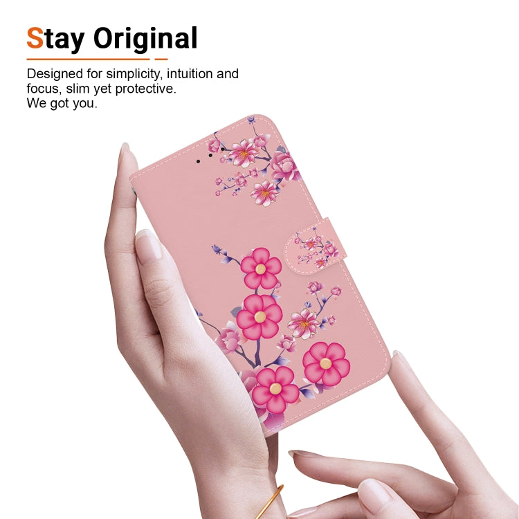 For iPhone SE 2024 Crystal Texture Colored Drawing Leather Phone Case(Cherry Blossoms) - More iPhone Cases by buy2fix | Online Shopping UK | buy2fix