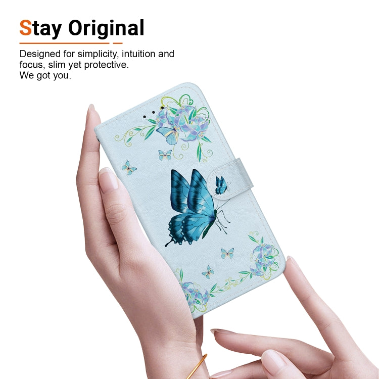 For iPhone SE 2024 Crystal Texture Colored Drawing Leather Phone Case(Blue Pansies) - More iPhone Cases by buy2fix | Online Shopping UK | buy2fix