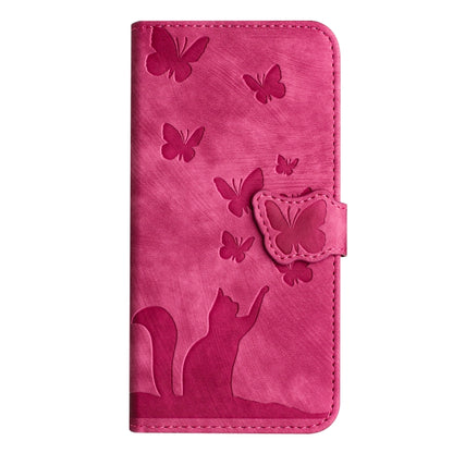 For Xiaomi Redmi 13C / POCO C65 Butterfly Cat Embossing Flip Leather Phone Case(Red) - 13C Cases by buy2fix | Online Shopping UK | buy2fix