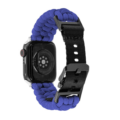 For Apple Watch Ultra 2 49mm Paracord Plain Braided Webbing Buckle Watch Band(Blue) - Watch Bands by buy2fix | Online Shopping UK | buy2fix