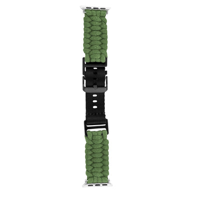 For Apple Watch Ultra 2 49mm Paracord Plain Braided Webbing Buckle Watch Band(Army Green) - Watch Bands by buy2fix | Online Shopping UK | buy2fix