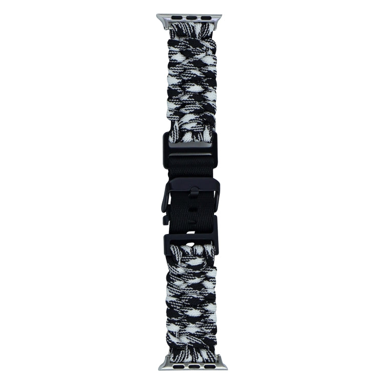 For Apple Watch Ultra 2 49mm Paracord Plain Braided Webbing Buckle Watch Band(Black White) - Watch Bands by buy2fix | Online Shopping UK | buy2fix