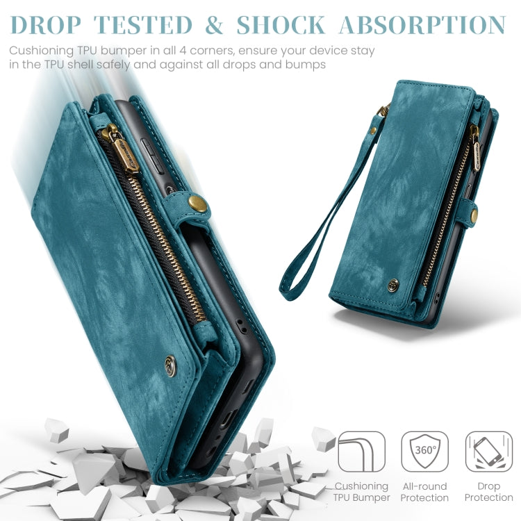 For Samsung Galaxy A25 4G CaseMe 008 Multifunctional Zipper Wallet Leather Phone Case with Lanyard(Blue) - Galaxy Phone Cases by CaseMe | Online Shopping UK | buy2fix