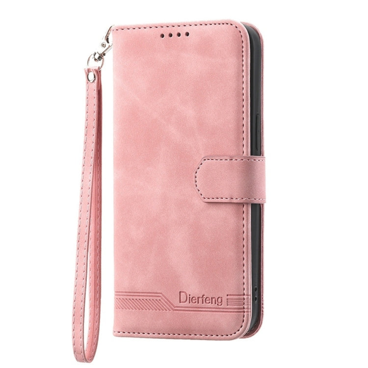 For iPhone 16 Pro Dierfeng Dream Line TPU + PU Leather Phone Case(Pink) - iPhone 16 Pro Cases by buy2fix | Online Shopping UK | buy2fix