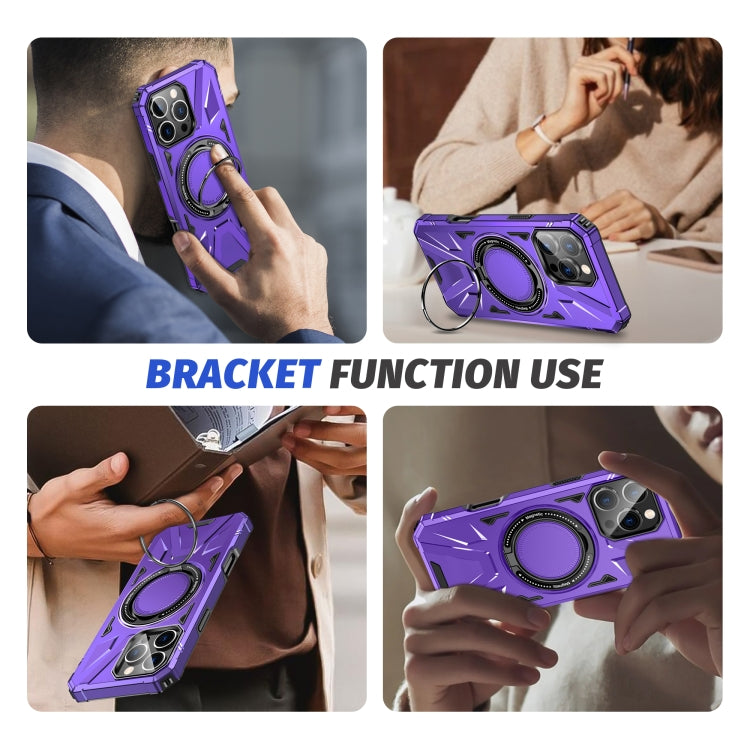 For iPhone 16 Pro Max MagSafe Magnetic Shockproof Phone Case with Ring Holder(Purple) - iPhone 16 Pro Max Cases by buy2fix | Online Shopping UK | buy2fix