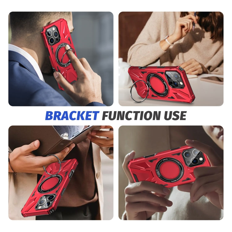 For iPhone 16 Pro MagSafe Magnetic Shockproof Phone Case with Ring Holder(Red) - iPhone 16 Pro Cases by buy2fix | Online Shopping UK | buy2fix