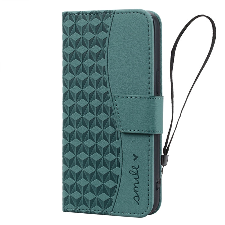 For Samsung Galaxy S21 Ultra 5G Diamond Buckle Leather Phone Case with Lanyard(Green) - Galaxy S21 Ultra 5G Cases by buy2fix | Online Shopping UK | buy2fix