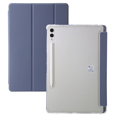 For Samsung Galaxy Tab S9+ 3-Fold Clear Acrylic Leather Tablet Case(Lavender) - Galaxy Tab S9+ Cases by buy2fix | Online Shopping UK | buy2fix