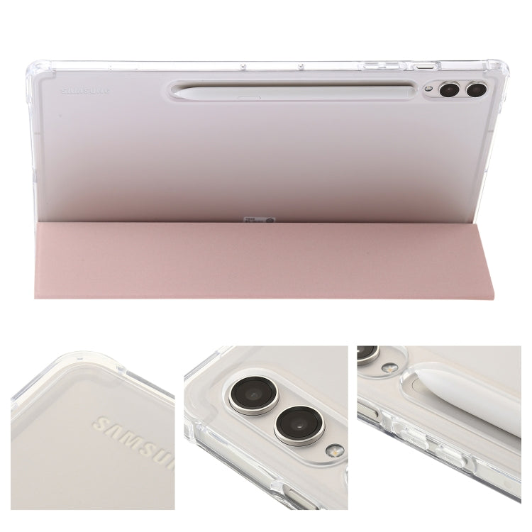 For Samsung Galaxy Tab S9+ 3-Fold Clear Acrylic Leather Tablet Case(Pink) - Galaxy Tab S9+ Cases by buy2fix | Online Shopping UK | buy2fix