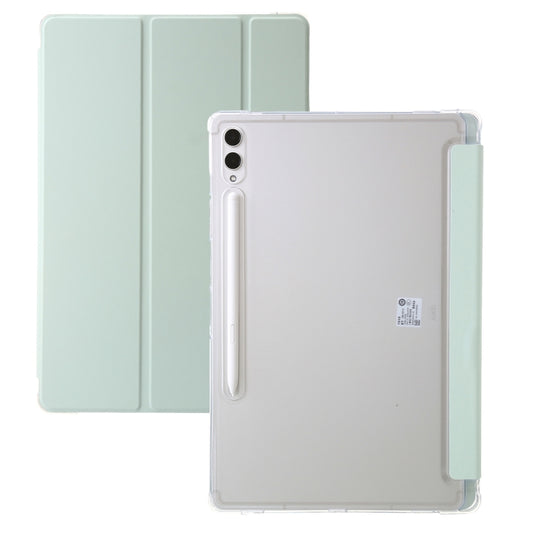 For Samsung Galaxy Tab S9 Ultra/S8 Ultra 3-Fold Clear Acrylic Leather Tablet Case(Green) - Galaxy Tab S9 Ultra Cases by buy2fix | Online Shopping UK | buy2fix