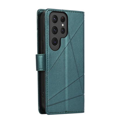 For Samsung Galaxy S23 Ultra 5G PU Genuine Leather Texture Embossed Line Phone Case(Green) - Galaxy S23 Ultra 5G Cases by buy2fix | Online Shopping UK | buy2fix