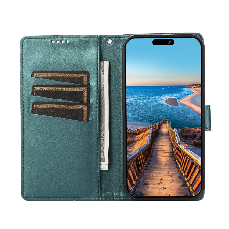 For Samsung Galaxy S23 Ultra 5G PU Genuine Leather Texture Embossed Line Phone Case(Green) - Galaxy S23 Ultra 5G Cases by buy2fix | Online Shopping UK | buy2fix