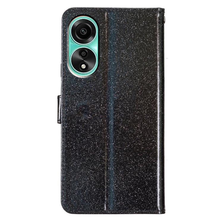 For OPPO A38 4G Glitter Powder Flip Leather Phone Case(Black) - A38 Cases by buy2fix | Online Shopping UK | buy2fix