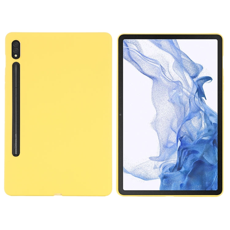 For Samsung Galaxy Tab S9 Ultra Pure Color Liquid Silicone Shockproof Tablet Case(Yellow) - Galaxy Tab S9 Ultra Cases by buy2fix | Online Shopping UK | buy2fix