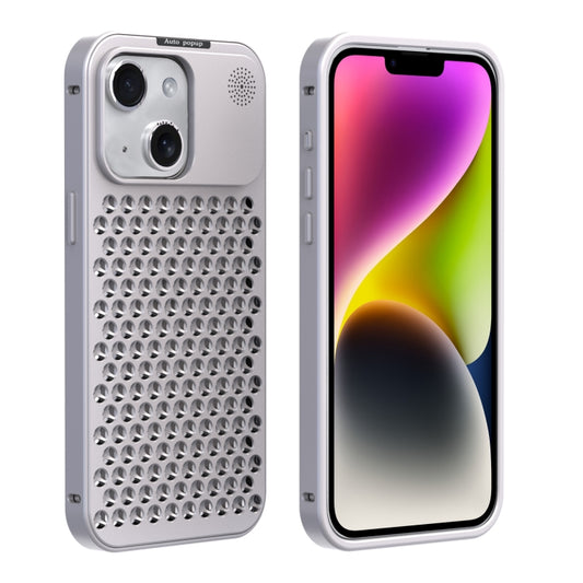 For iPhone 14 R-JUST RJ58 Aromatherapy Metal Cooling Phone Case(Silver) - iPhone 14 Cases by R-JUST | Online Shopping UK | buy2fix