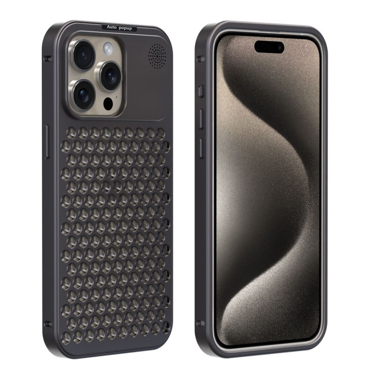 For iPhone 15 Pro R-JUST RJ58 Aromatherapy Metal Cooling Phone Case(Grey) - iPhone 15 Pro Cases by R-JUST | Online Shopping UK | buy2fix