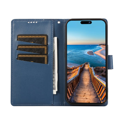 For Realme 10 Pro 5G PU Genuine Leather Texture Embossed Line Phone Case(Blue) - Realme Cases by buy2fix | Online Shopping UK | buy2fix