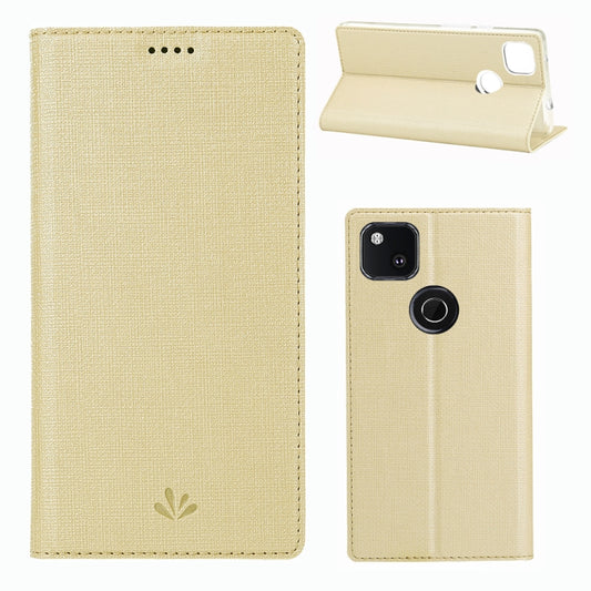 For Google Pixel 4a ViLi Magnetic Suction Shockproof TPU + PU Horizontal Flip Protective Case with Card Slot & Holder(Gold) - Google Cases by ViLi | Online Shopping UK | buy2fix