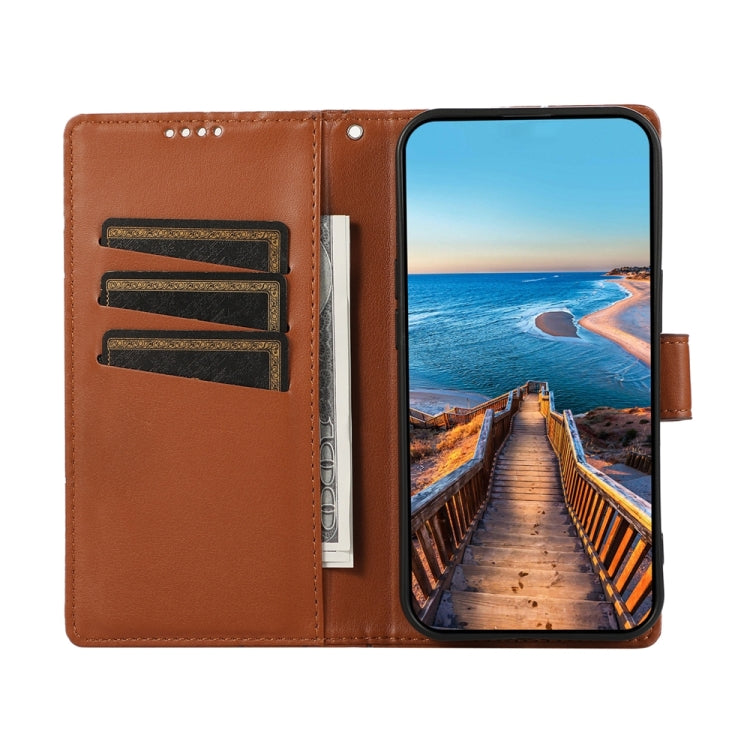 For Motorola Moto G Stylus 5G 2024 PU Genuine Leather Texture Embossed Line Phone Case(Brown) - Motorola Cases by buy2fix | Online Shopping UK | buy2fix