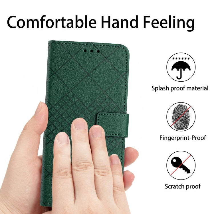 For Motorola Moto G Play 5G 2024 Rhombic Grid Texture Leather Phone Case(Green) - Motorola Cases by buy2fix | Online Shopping UK | buy2fix