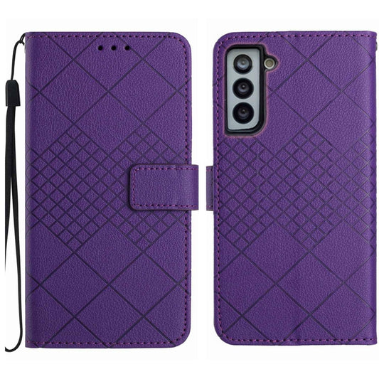 For Samsung Galaxy S21+ 5G Rhombic Grid Texture Leather Phone Case(Purple) - Galaxy S21+ 5G Cases by buy2fix | Online Shopping UK | buy2fix