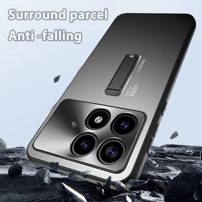 For Xiaomi Redmi K70 Pro Frosted Metal Hybrid TPU Holder Phone Case(Blue) - K70 Pro Cases by buy2fix | Online Shopping UK | buy2fix