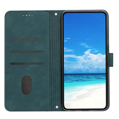 For Xiaomi Redmi K70 / K70 Pro Skin Feel Heart Embossed Leather Phone Case with Long Lanyard(Green) - K70 Pro Cases by buy2fix | Online Shopping UK | buy2fix