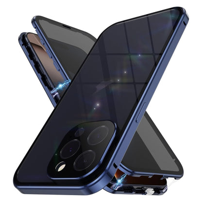 For iPhone 16 Pro Max Anti-peeping Magnetic Double-sided Tempered Glass Phone Case(Blue) - iPhone 16 Pro Max Cases by buy2fix | Online Shopping UK | buy2fix