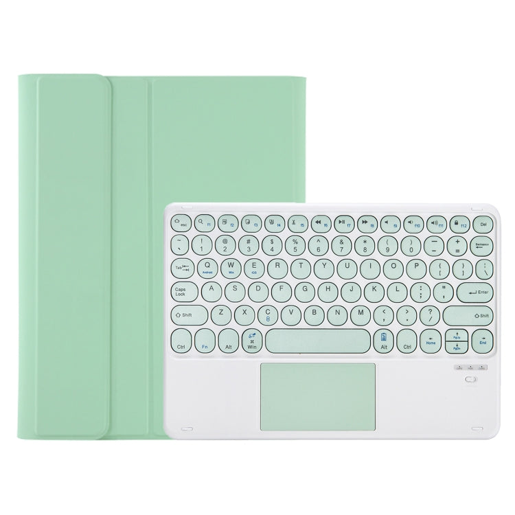 For Samsung Galaxy Tab A9+ X210/X215/X215 YA09B-A Candy Color TPU Round Keycap Touch Bluetooth Keyboard Leather Case with Pen Slot(Light Green) - Samsung Keyboard by buy2fix | Online Shopping UK | buy2fix
