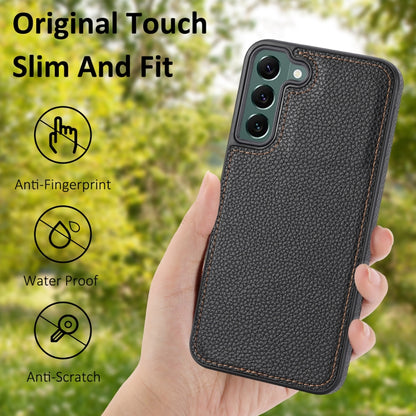 For Samsung Galaxy S22 5G Litchi Pattern Stitched Side-mounted Phone Case(Black) - Galaxy S22 5G Cases by buy2fix | Online Shopping UK | buy2fix