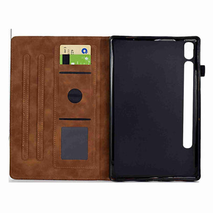 For Samsung Galaxy Tab S9 Rhombus TPU Smart Leather Tablet Case(Brown) - Galaxy Tab S9 Cases by buy2fix | Online Shopping UK | buy2fix