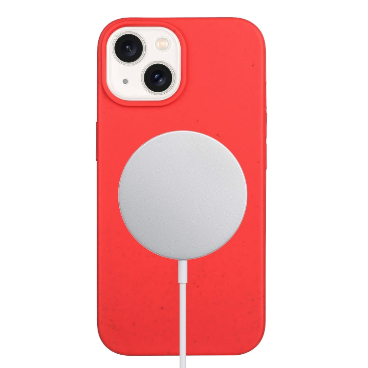 For iPhone 14 Wheat MagSafe Magnetic Straw Material + TPU Phone Case(Red) - iPhone 14 Cases by buy2fix | Online Shopping UK | buy2fix