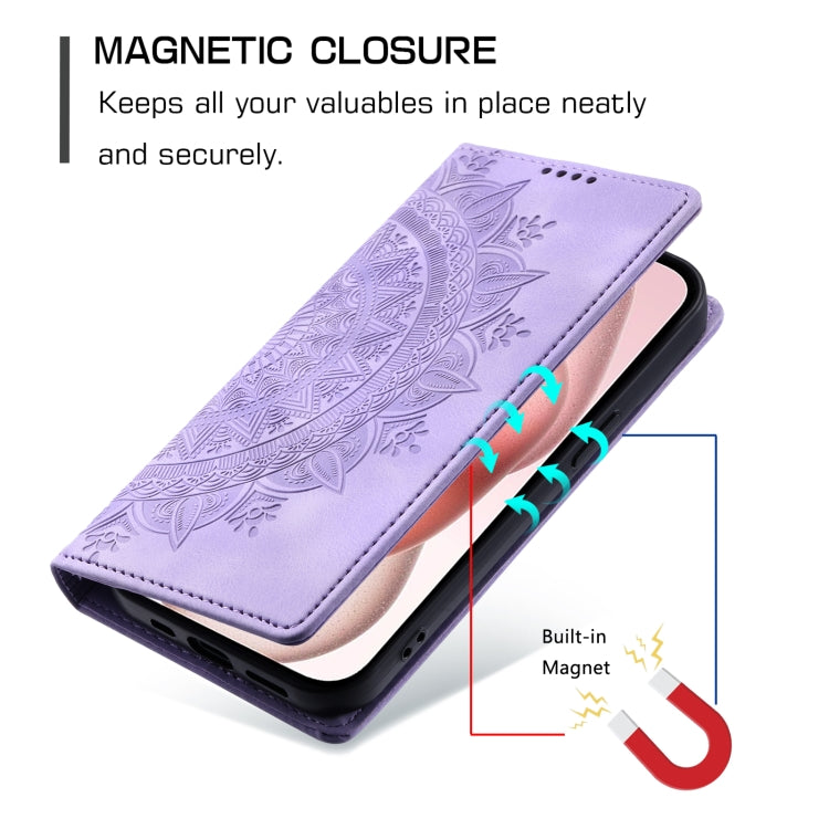 For iPhone 16 Pro Max Totem Embossed Magnetic Leather Phone Case(Purple) - iPhone 16 Pro Max Cases by buy2fix | Online Shopping UK | buy2fix