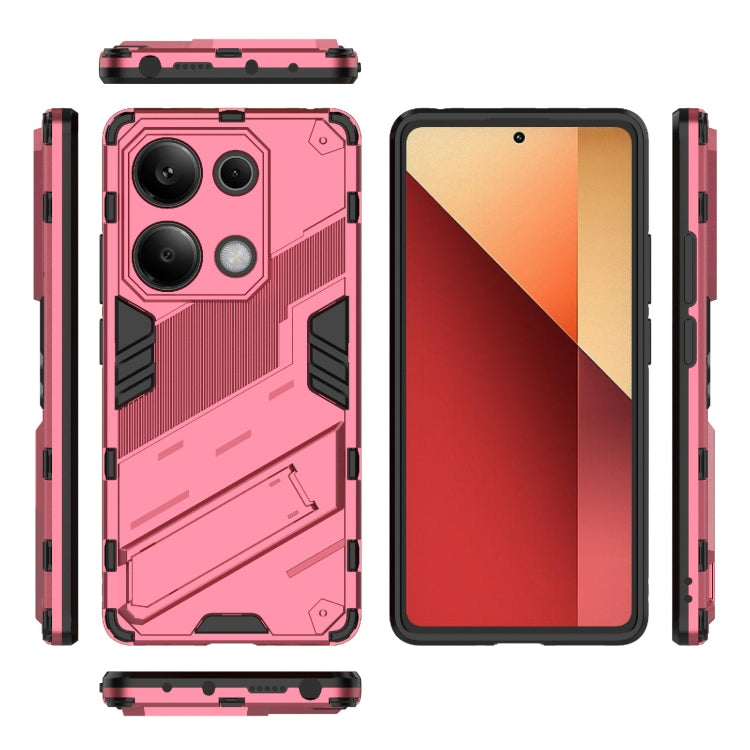 For Xiaomi Redmi Note 13 Pro 4G Global Punk Armor 2 in 1 PC + TPU Phone Case with Holder(Light Red) - Note 13 Pro Cases by buy2fix | Online Shopping UK | buy2fix