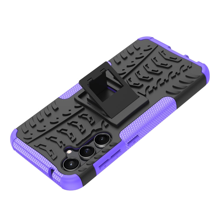 For Samsung Galaxy S23 FE 5G Tire Texture TPU + PC Phone Case with Holder(Purple) - Galaxy S23 FE 5G Cases by buy2fix | Online Shopping UK | buy2fix