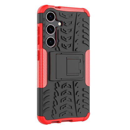 For Samsung Galaxy S24 5G Tire Texture TPU + PC Phone Case with Holder(Red) - Galaxy S24 5G Cases by buy2fix | Online Shopping UK | buy2fix