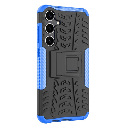 For Samsung Galaxy S24+ Tire Texture TPU + PC Phone Case with Holder(Blue) - Galaxy S24+ 5G Cases by buy2fix | Online Shopping UK | buy2fix