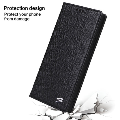 For Samsung Galaxy S24 Ultra 5G Fierre Shann Crocodile Texture Magnetic Genuine Leather Phone Case(Black) - Galaxy S24 Ultra 5G Cases by FIERRE SHANN | Online Shopping UK | buy2fix