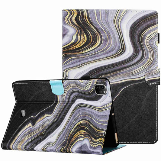 For iPad 11 Pro 2024 / 2020 / Air 4 10.9 Marble Pattern Stitching Smart Leather Tablet Case(Black Gold) - iPad Air (2022) / (2020) 10.9 Cases by buy2fix | Online Shopping UK | buy2fix