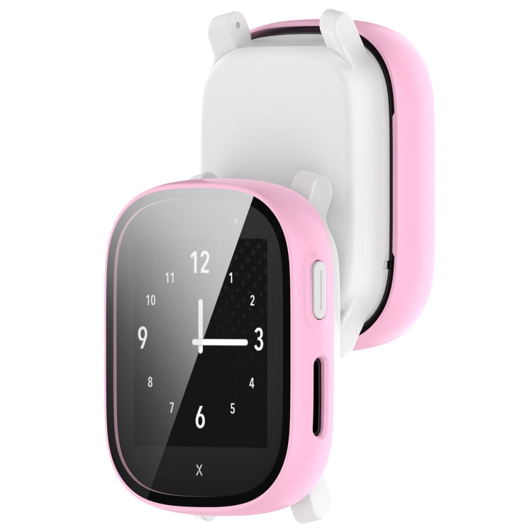 For Xplora X6 Children PC + Tempered Film Integrated Watch Protective Case(Pink) - Watch Case by buy2fix | Online Shopping UK | buy2fix