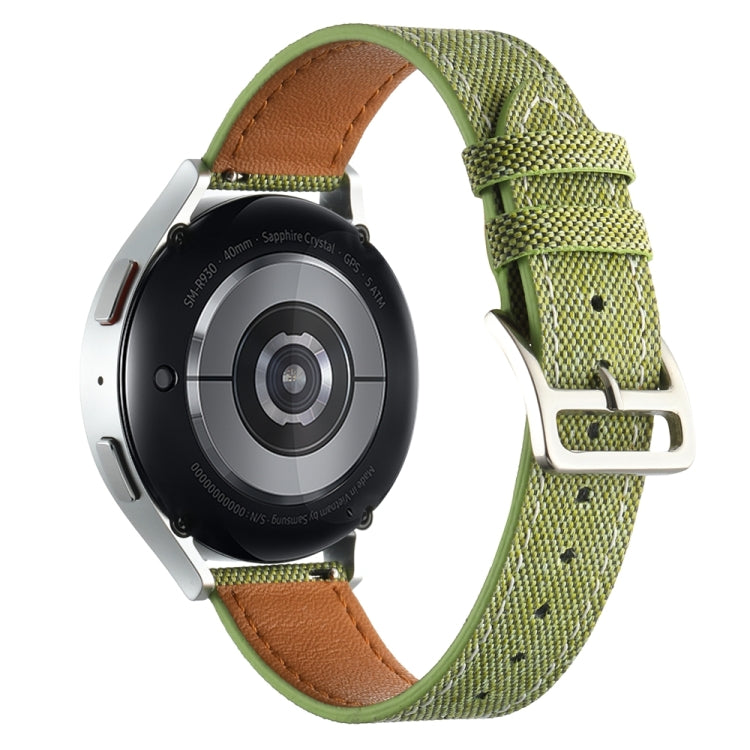 20mm Universal Denim Leather Buckle Watch Band(Grass Green) - 20mm Bands by buy2fix | Online Shopping UK | buy2fix