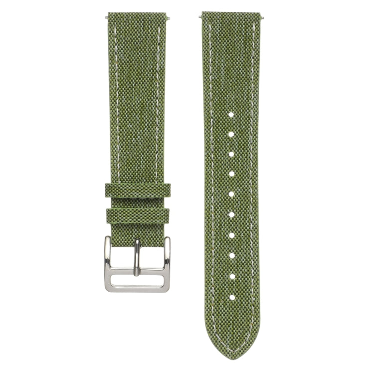 20mm Universal Denim Leather Buckle Watch Band(Grass Green) - 20mm Bands by buy2fix | Online Shopping UK | buy2fix